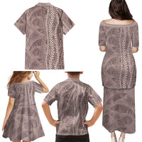 Hawaii Prince Kuhio Family Matching Puletasi and Hawaiian Shirt Mocha Hawaiian Lau Maia With Leis LT05 - Polynesian Pride