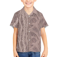 Hawaii Prince Kuhio Family Matching Tank Maxi Dress and Hawaiian Shirt Mocha Hawaiian Lau Maia With Leis LT05 Son's Shirt Mocha - Polynesian Pride