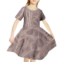 Hawaii Prince Kuhio Kid Short Sleeve Dress Mocha Hawaiian Lau Maia With Leis