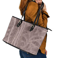 Hawaii Prince Kuhio Leather Tote Bag Mocha Hawaiian Lau Maia With Leis