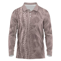 Hawaii Prince Kuhio Long Sleeve Polo Shirt Mocha Hawaiian Lau Maia With Leis