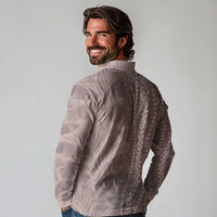 Hawaii Prince Kuhio Long Sleeve Polo Shirt Mocha Hawaiian Lau Maia With Leis