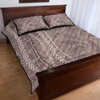 Hawaii Prince Kuhio Quilt Bed Set Mocha Hawaiian Lau Maia With Leis
