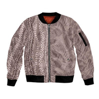 Hawaii Prince Kuhio Sleeve Zip Bomber Jacket Mocha Hawaiian Lau Maia With Leis