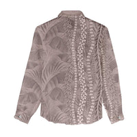 Hawaii Prince Kuhio Women Casual Shirt Mocha Hawaiian Lau Maia With Leis LT05 - Polynesian Pride