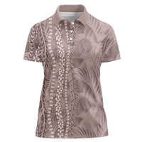Hawaii Prince Kuhio Women Polo Shirt Mocha Hawaiian Lau Maia With Leis LT05 Female Mocha - Polynesian Pride