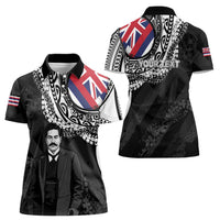 Personalised Hawaii Prince Kuhio Women Polo Shirt Hawaiian Maile Lei