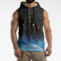 New Zealand Matariki Sleeveless Hoodie Pleiades Star Cluster Blue Galaxy LT05 - Polynesian Pride