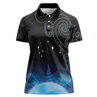 New Zealand Matariki Women Polo Shirt Pleiades Star Cluster Blue Galaxy LT05 Female Blue - Polynesian Pride