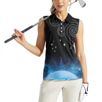 New Zealand Matariki Women Sleeveless Polo Shirt Pleiades Star Cluster Blue Galaxy LT05 - Polynesian Pride