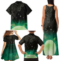 New Zealand Matariki Family Matching Tank Maxi Dress and Hawaiian Shirt Pleiades Star Cluster Green Galaxy LT05 - Polynesian Pride