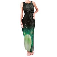 New Zealand Matariki Family Matching Tank Maxi Dress and Hawaiian Shirt Pleiades Star Cluster Green Galaxy LT05 Mom's Dress Green - Polynesian Pride