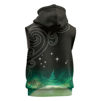 New Zealand Matariki Sleeveless Hoodie Pleiades Star Cluster Green Galaxy LT05 - Polynesian Pride