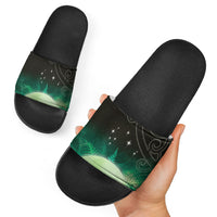 New Zealand Matariki Slide Sandals Pleiades Star Cluster Green Galaxy