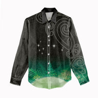 New Zealand Matariki Women Casual Shirt Pleiades Star Cluster Green Galaxy LT05 - Polynesian Pride