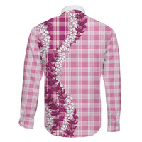 Pink Hawaii Palaka Family Matching Long Sleeve Bodycon Dress and Hawaiian Shirt Hawaiian Honohono Lei LT05 - Polynesian Pride