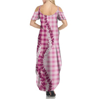 Pink Hawaii Palaka Family Matching Summer Maxi Dress and Hawaiian Shirt Hawaiian Honohono Lei LT05 - Polynesian Pride