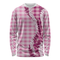 Pink Hawaii Palaka Long Sleeve Shirt Hawaiian Honohono Lei