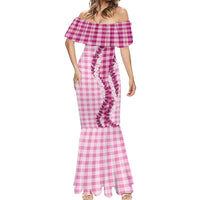 Pink Hawaii Palaka Mermaid Dress Hawaiian Honohono Lei