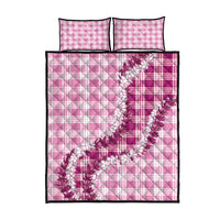Pink Hawaii Palaka Quilt Bed Set Hawaiian Honohono Lei