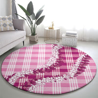 Pink Hawaii Palaka Round Carpet Hawaiian Honohono Lei