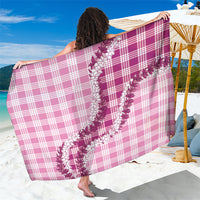 Pink Hawaii Palaka Sarong Hawaiian Honohono Lei