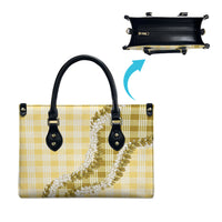 Yellow Hawaii Palaka Leather Bag Hawaiian Honohono Lei