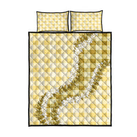 Yellow Hawaii Palaka Quilt Bed Set Hawaiian Honohono Lei