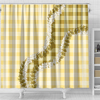 Yellow Hawaii Palaka Shower Curtain Hawaiian Honohono Lei