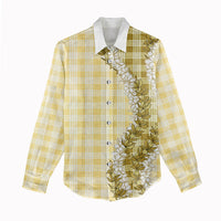 Yellow Hawaii Palaka Women Casual Shirt Hawaiian Honohono Lei LT05 - Polynesian Pride