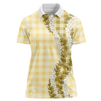 Yellow Hawaii Palaka Women Polo Shirt Hawaiian Honohono Lei LT05 Female Yellow - Polynesian Pride