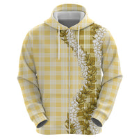 Yellow Hawaii Palaka Zip Hoodie Hawaiian Honohono Lei