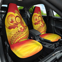 Vanuatu 45 Yia Indipendens Anivesari Car Seat Cover Tamtam Drum With Boar Tusk LT05 One Size Yellow - Polynesian Pride