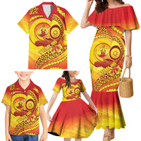 Vanuatu 45 Yia Indipendens Anivesari Family Matching Mermaid Dress and Hawaiian Shirt Tamtam Drum With Boar Tusk LT05 - Polynesian Pride