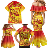 Vanuatu 45 Yia Indipendens Anivesari Family Matching Mermaid Dress and Hawaiian Shirt Tamtam Drum With Boar Tusk LT05 - Polynesian Pride