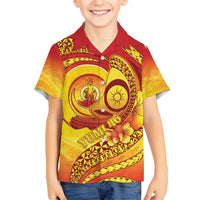 Vanuatu 45 Yia Indipendens Anivesari Family Matching Mermaid Dress and Hawaiian Shirt Tamtam Drum With Boar Tusk LT05 Son's Shirt Yellow - Polynesian Pride