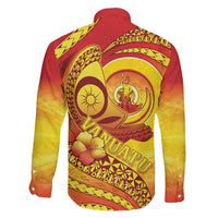 Vanuatu 45 Yia Indipendens Anivesari Family Matching Off The Shoulder Long Sleeve Dress and Hawaiian Shirt Tamtam Drum With Boar Tusk LT05 - Polynesian Pride