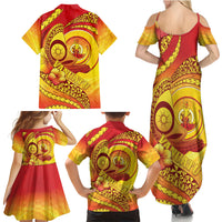Vanuatu 45 Yia Indipendens Anivesari Family Matching Summer Maxi Dress and Hawaiian Shirt Tamtam Drum With Boar Tusk LT05 - Polynesian Pride