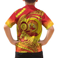 Vanuatu 45 Yia Indipendens Anivesari Family Matching Tank Maxi Dress and Hawaiian Shirt Tamtam Drum With Boar Tusk LT05 - Polynesian Pride