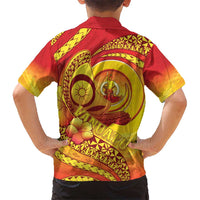 Vanuatu 45 Yia Indipendens Anivesari Kid Hawaiian Shirt Tamtam Drum With Boar Tusk LT05 - Polynesian Pride