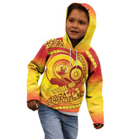 Vanuatu 45 Yia Indipendens Anivesari Kid Hoodie Tamtam Drum With Boar Tusk LT05 - Polynesian Pride