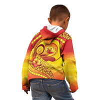 Vanuatu 45 Yia Indipendens Anivesari Kid Hoodie Tamtam Drum With Boar Tusk LT05 - Polynesian Pride