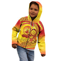 Vanuatu 45 Yia Indipendens Anivesari Kid Hoodie Tamtam Drum With Boar Tusk LT05 - Polynesian Pride