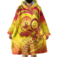 Vanuatu 45 Yia Indipendens Anivesari Wearable Blanket Hoodie Tamtam Drum With Boar Tusk LT05 - Polynesian Pride