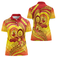 Vanuatu 45 Yia Indipendens Anivesari Women Polo Shirt Tamtam Drum With Boar Tusk LT05 - Polynesian Pride