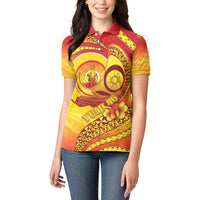 Vanuatu 45 Yia Indipendens Anivesari Women Polo Shirt Tamtam Drum With Boar Tusk LT05 - Polynesian Pride