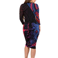 Samoan Pride Family Matching Long Sleeve Bodycon Dress and Hawaiian Shirt The Tui Manua LT05 - Polynesian Pride