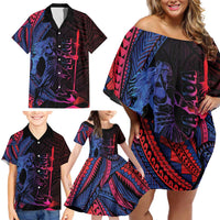 Samoan Pride Family Matching Off Shoulder Short Dress and Hawaiian Shirt The Tui Manua LT05 - Polynesian Pride