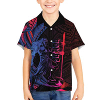 Samoan Pride Family Matching Summer Maxi Dress and Hawaiian Shirt The Tui Manua LT05 Son's Shirt Black - Polynesian Pride