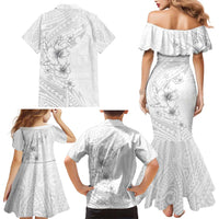 Lotu Tamaiti Samoa Family Matching Mermaid Dress and Hawaiian Shirt White Sunday Polynesian Tribal Pattern Elegant Style LT05 - Polynesian Pride